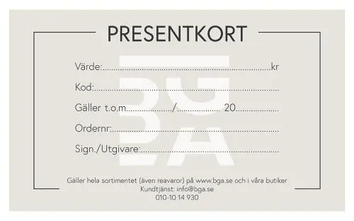 Presentkort - 2500 kr - I lager