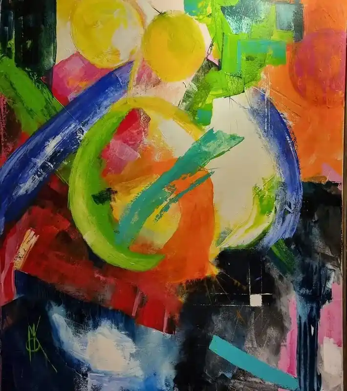 "Rymdskrot" 100x120 cm. av Majlis Karlsson - Nytt lägre pris