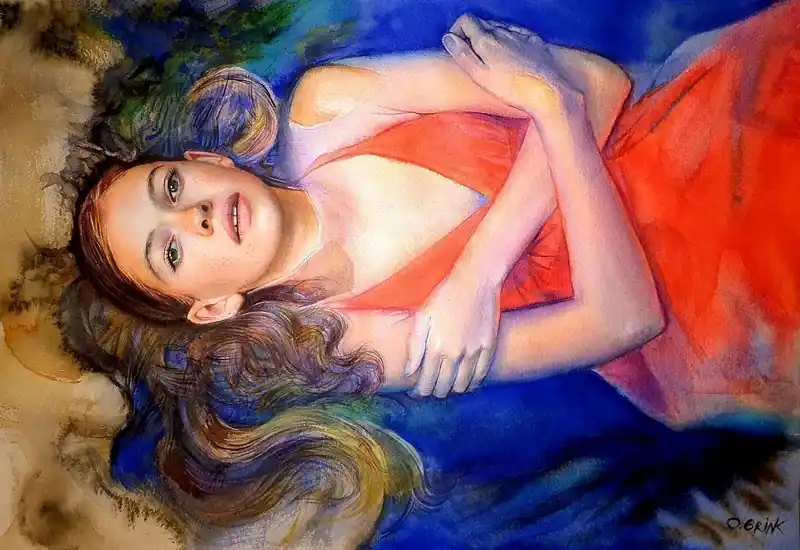 Water (inramad) av Olga Brink Art