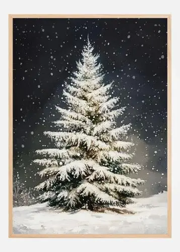 Snowy Christmas Tree Poster (21x29.7 cm (A4))